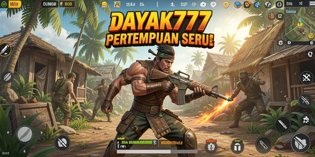Gameplay seru DAYAK777 dalam pertarungan Battle Royale.