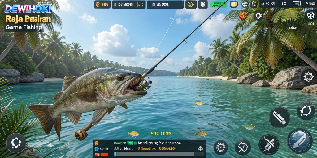 Tampilan gameplay DEWIHOKI yang seru dan menantang dalam memancing.