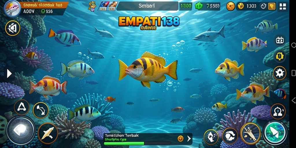 Screenshot gameplay yang menampilkan aksi tembak ikan seru di EMPATI138.