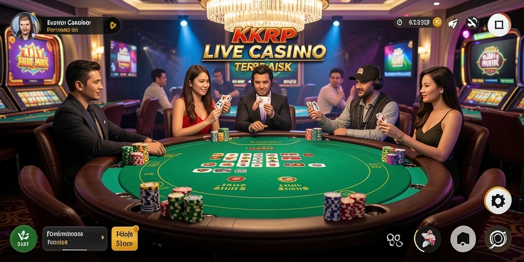 Screenshot KKRP menampilkan dealer profesional dan gameplay langsung yang menarik.