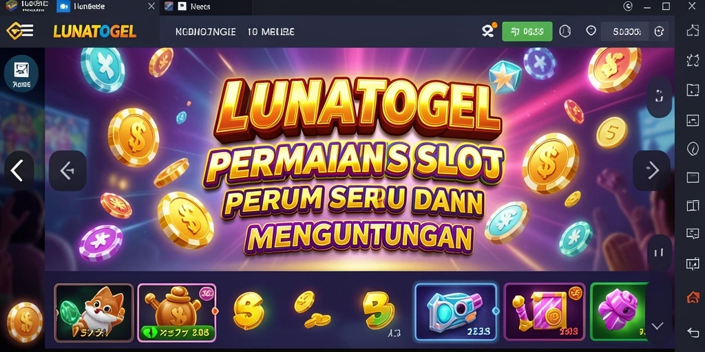 Tampilan gameplay <strong>LUNATOGEL</strong> yang penuh warna dan menarik saat bermain Slot.