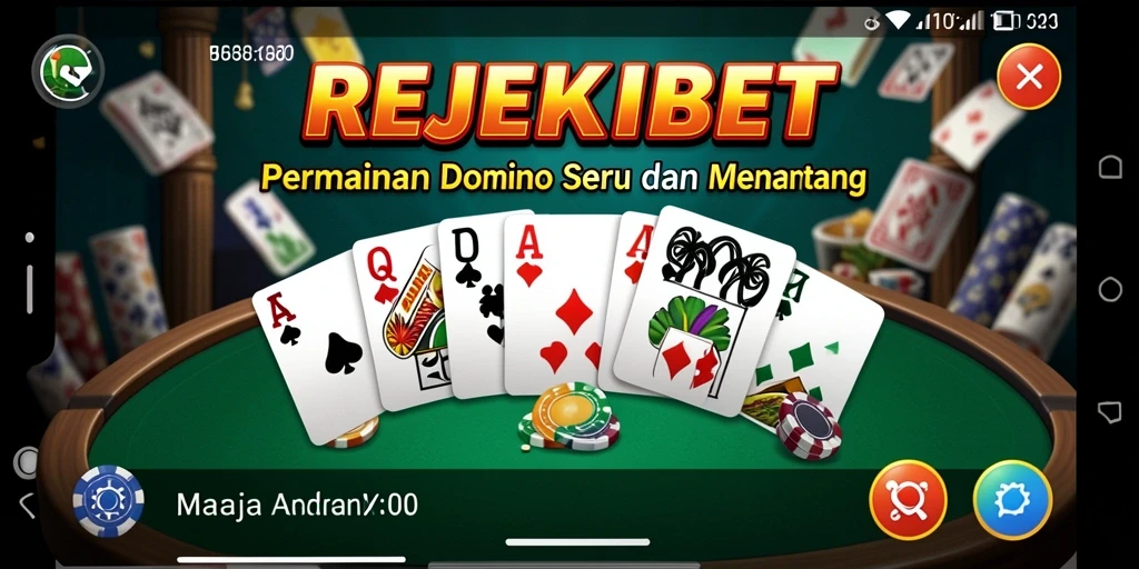 Tampilan gameplay seru REJEKIBET saat bermain Domino.