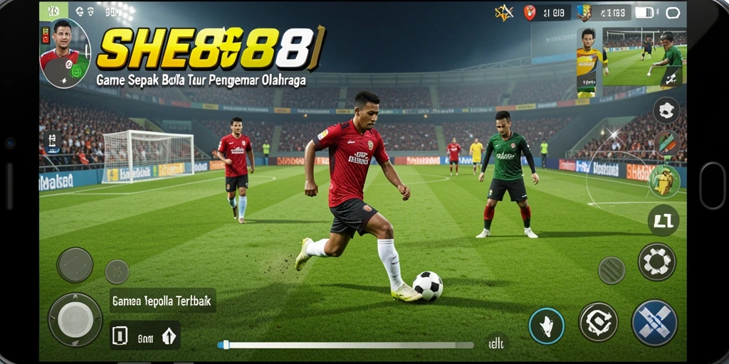 Tampilan seru dari gameplay SHE888 dalam pertandingan sepak bola.