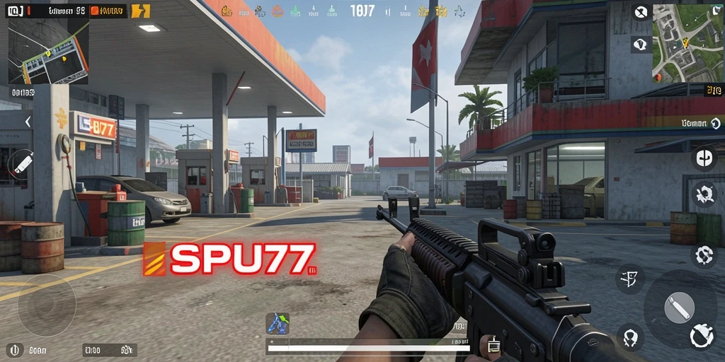 Tampilan gameplay menegangkan dari game FPS SPBU77.